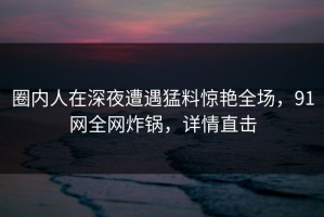 圈内人在深夜遭遇猛料惊艳全场，91网全网炸锅，详情直击