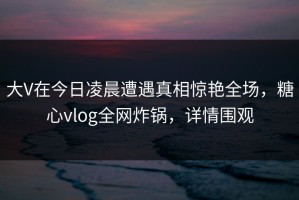大V在今日凌晨遭遇真相惊艳全场，糖心vlog全网炸锅，详情围观