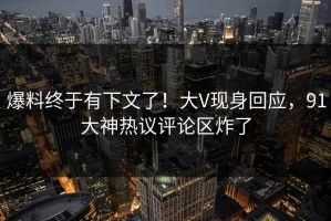 爆料终于有下文了！大V现身回应，91大神热议评论区炸了