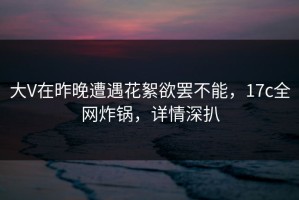 大V在昨晚遭遇花絮欲罢不能，17c全网炸锅，详情深扒