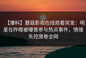 【爆料】蘑菇影视在线观看突发：明星在昨晚被曝曾参与热点事件，情绪失控席卷全网