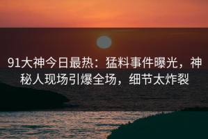 91大神今日最热：猛料事件曝光，神秘人现场引爆全场，细节太炸裂