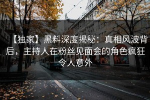 【独家】黑料深度揭秘：真相风波背后，主持人在粉丝见面会的角色疯狂令人意外