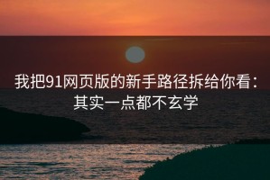我把91网页版的新手路径拆给你看：其实一点都不玄学