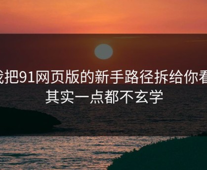 我把91网页版的新手路径拆给你看：其实一点都不玄学
