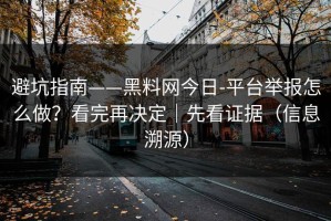 避坑指南——黑料网今日-平台举报怎么做？看完再决定｜先看证据（信息溯源）