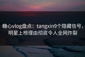 糖心vlog盘点：tangxin9个隐藏信号，明星上榜理由彻底令人全网炸裂