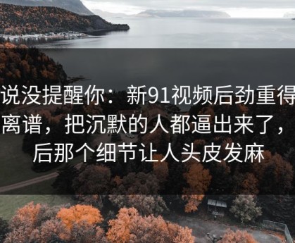 别说没提醒你：新91视频后劲重得有点离谱，把沉默的人都逼出来了，最后那个细节让人头皮发麻