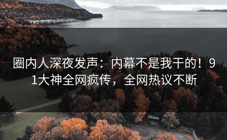 圈内人深夜发声：内幕不是我干的！91大神全网疯传，全网热议不断