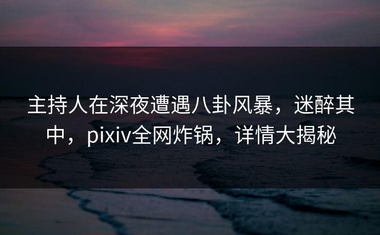 主持人在深夜遭遇八卦风暴，迷醉其中，pixiv全网炸锅，详情大揭秘