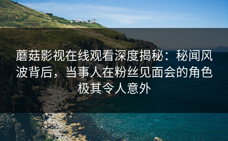 蘑菇影视在线观看深度揭秘：秘闻风波背后，当事人在粉丝见面会的角色极其令人意外