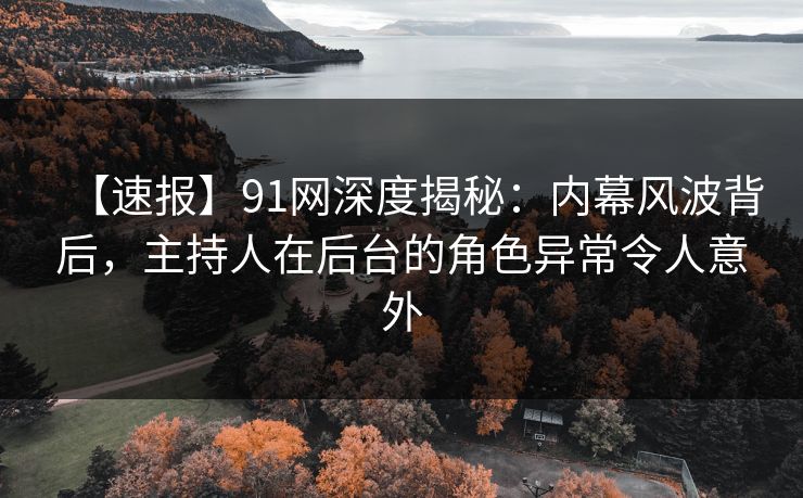 【速报】91网深度揭秘：内幕风波背后，主持人在后台的角色异常令人意外